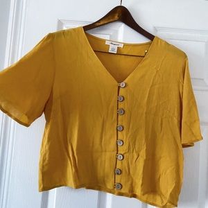 Boutique mustard yellow button up